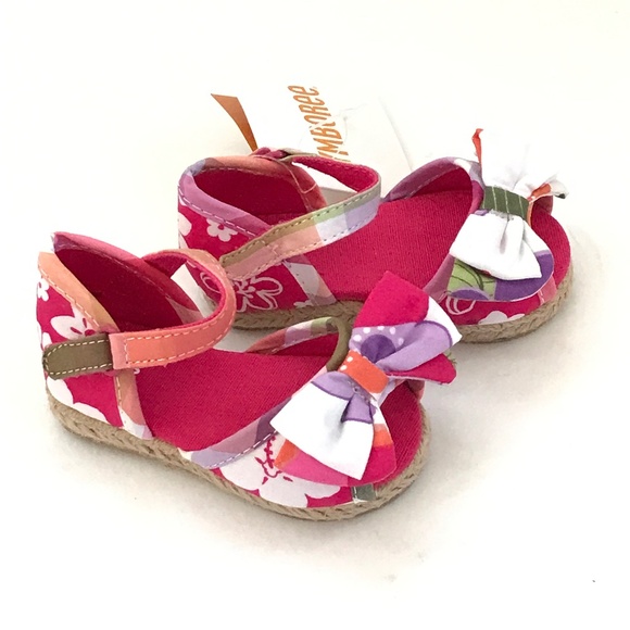 GYMBOREE Espadrille Sandals Floral Pink Baby Shoes Newborn Size 0-3 Gymboree - Picture 1 of 15